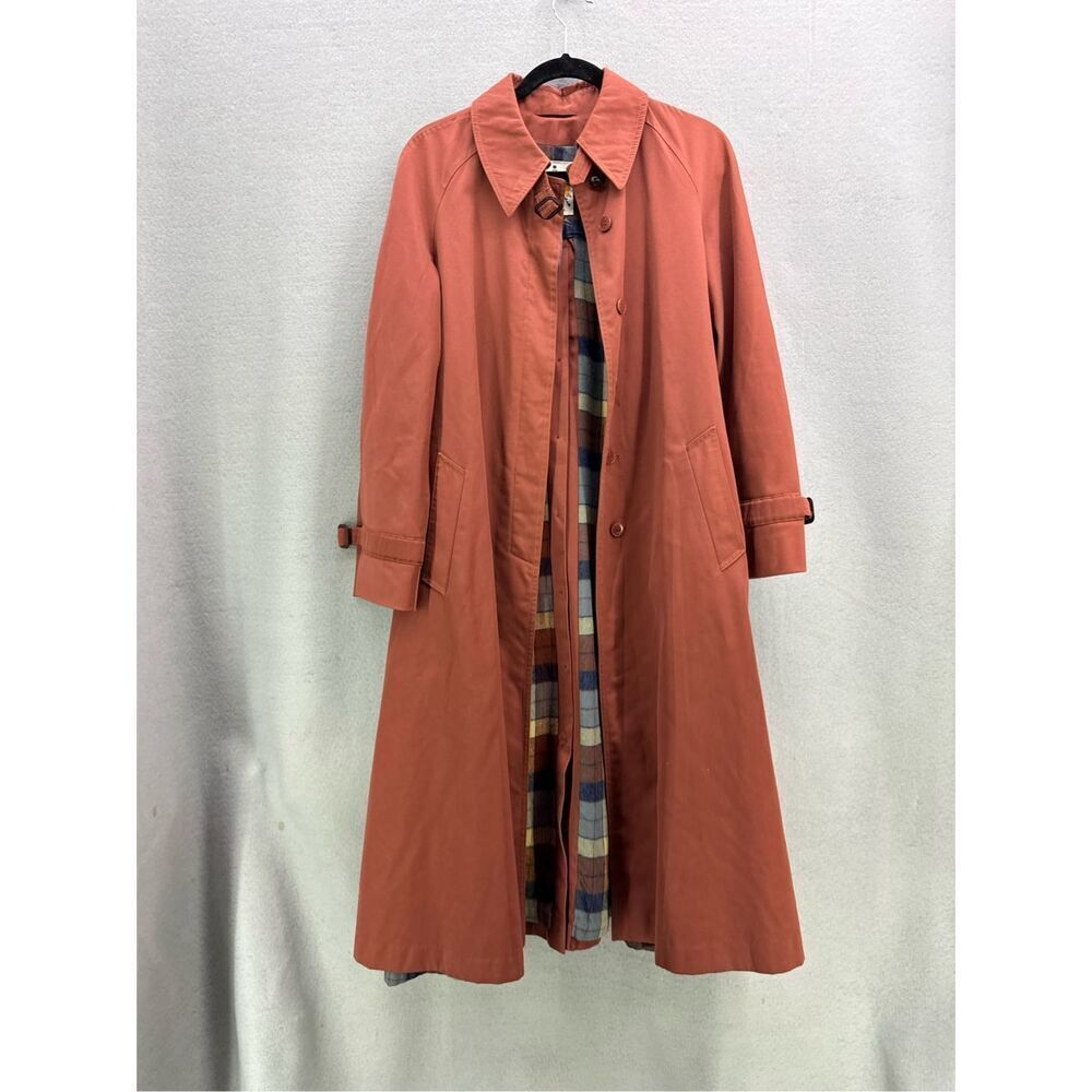 Vintage Junior Gallery Women Brown Cotton Blend Button Front Trench Coat Size 11